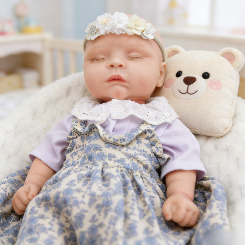 18inch Poppy Cute Sleeping Reborn Doll, Real Touch Newborn Toy, Gift & Collectible Doll