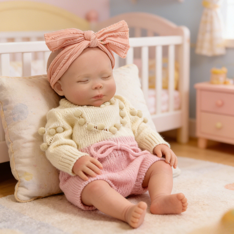 18Inch Lifelike Reborn Baby Doll Mia - Soft Vinyl Realistic Newborn Soothing Sleep Companion for Kids & Collectors