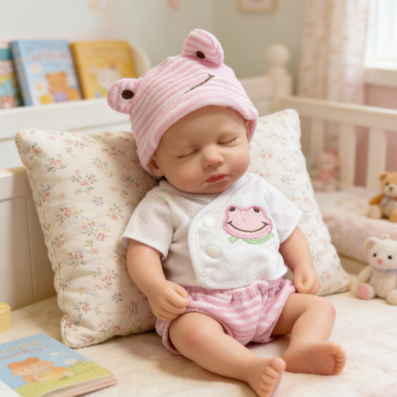 18inch Nini Cute Sleeping Reborn Doll, Real Touch Newborn Toy, Gift & Collectible Doll