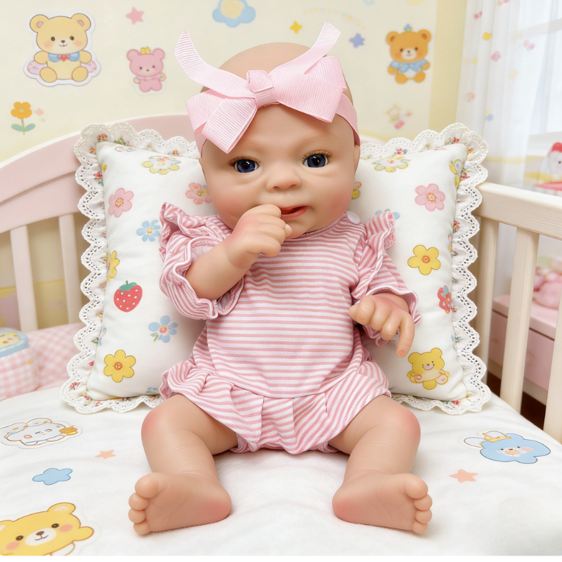 16inch Qin Cute Sleeping Reborn Doll, Real Touch Newborn Toy, Gift & Collectible Doll