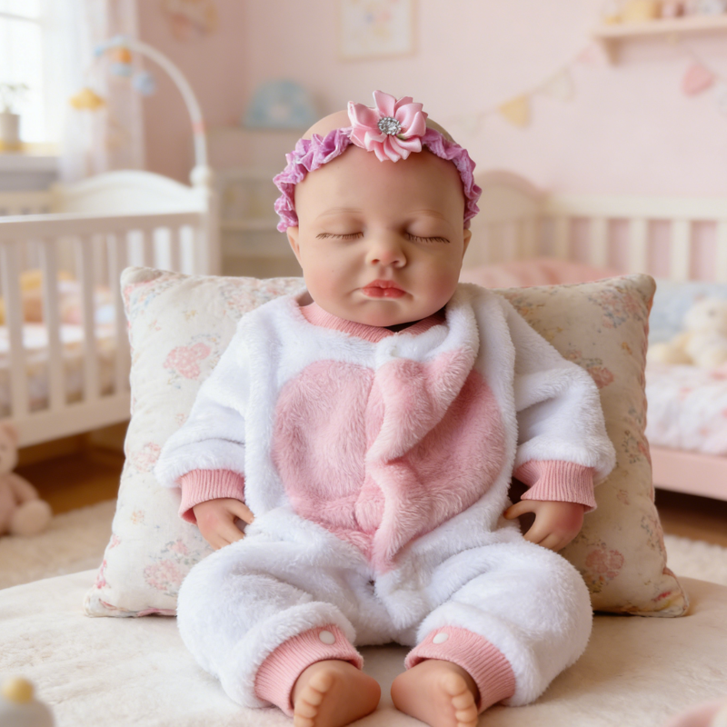 18inch Nini Cute Sleeping Reborn Doll, Real Touch Newborn Toy, Gift & Collectible Doll