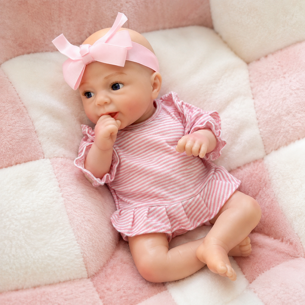 16inch Qin Cute Sleeping Reborn Doll, Real Touch Silicone Newborn Toy, Gift & Collectible Doll