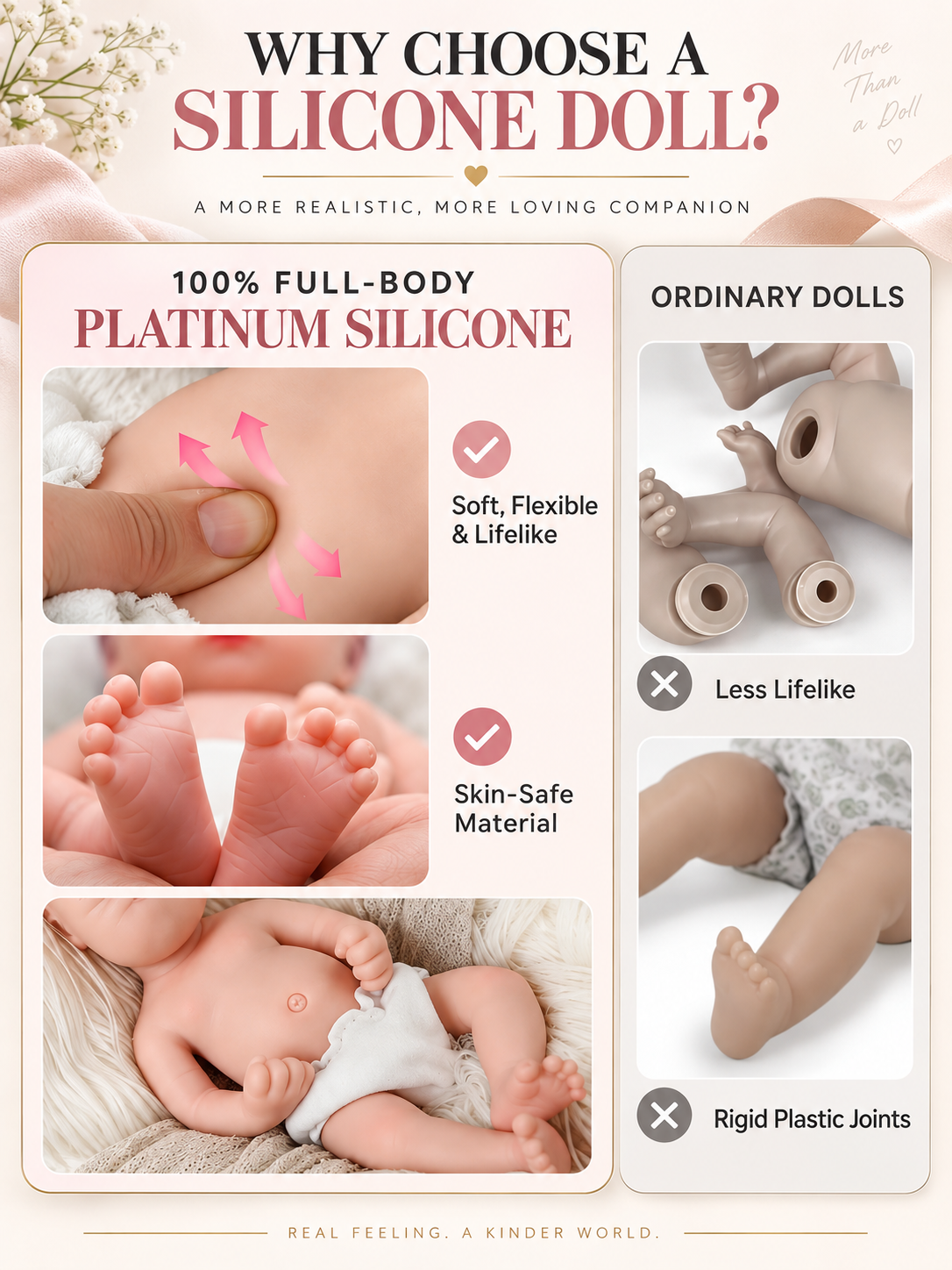 13inch Girl Cute Sleeping Reborn Doll, Real Touch Silicone Newborn Toy, Gift & Collectible Doll
