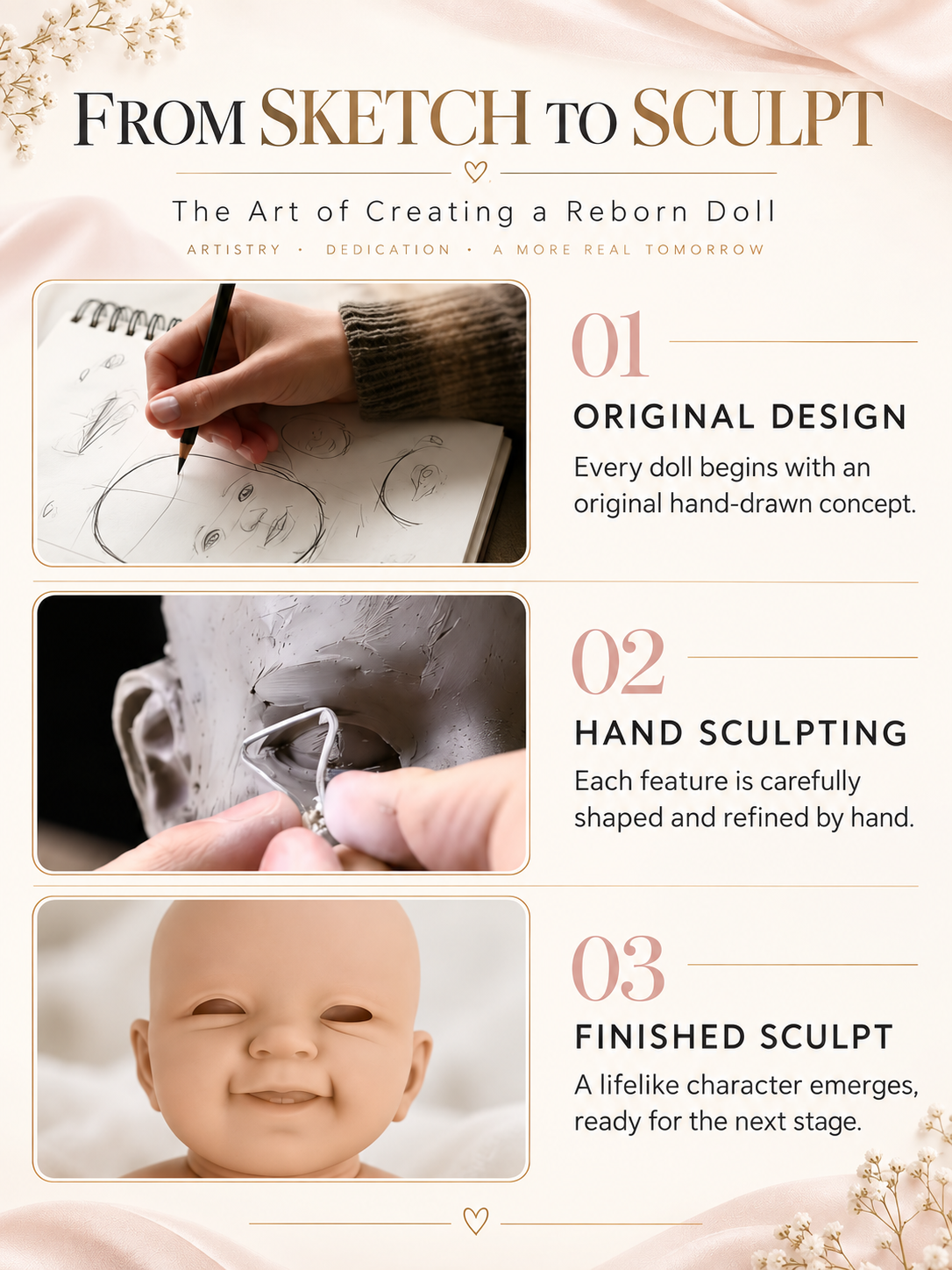 13inch Girl Cute Sleeping Reborn Doll, Real Touch Silicone Newborn Toy, Gift & Collectible Doll