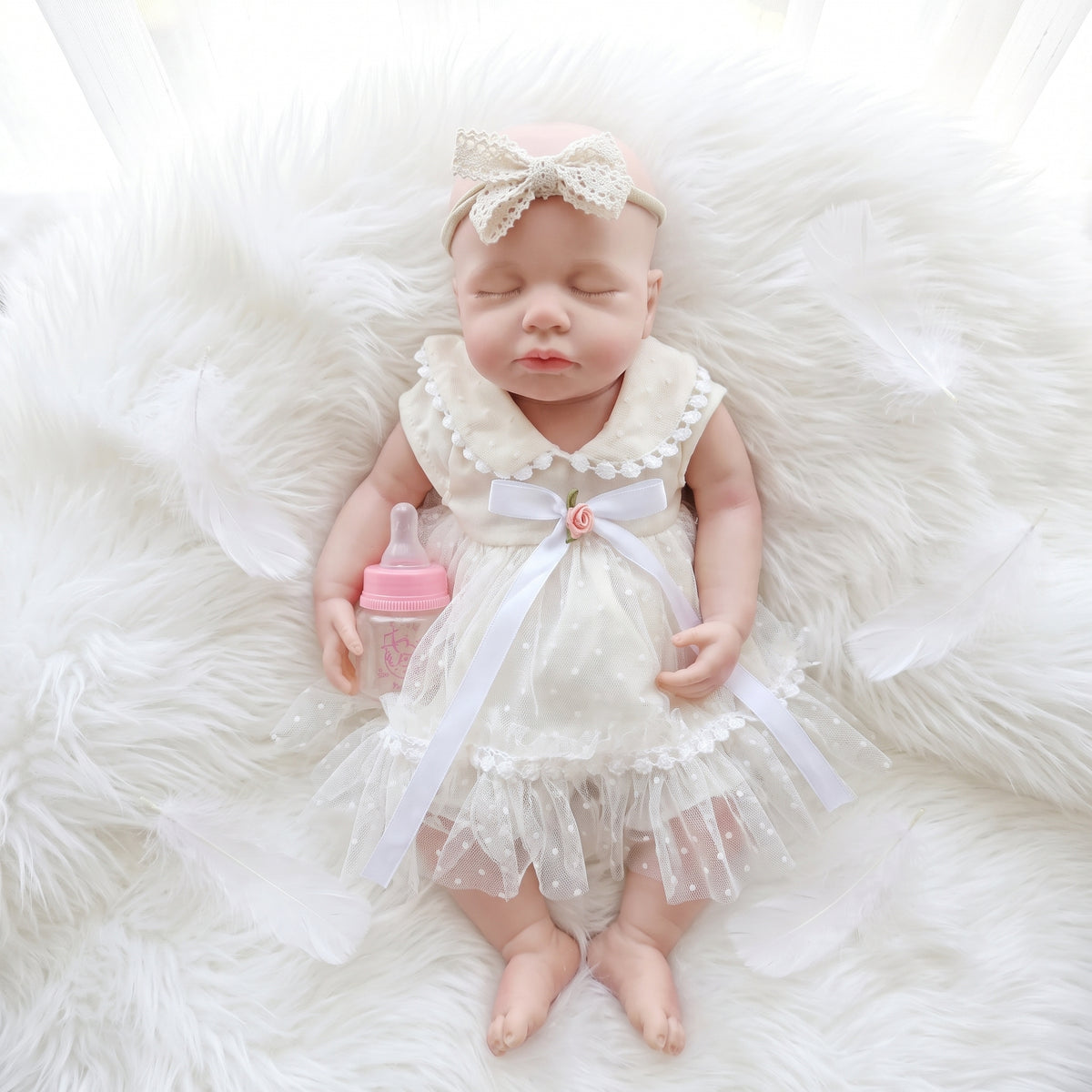 18inch Nini Cute Sleeping Reborn Doll, Real Touch Silicone Newborn Toy, Gift & Collectible Doll