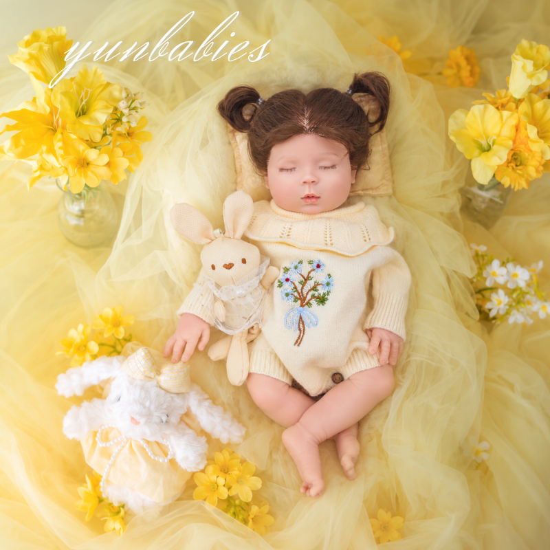 Puff realistic 18-inch sleeping silicone reborn baby doll image